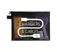 Shein Diseño funcional y claro: Esta bolsa cuenta con un frente transparente que le permite ver y acceder fácilmente a sus enchufes, cables y cargadores sin