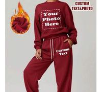 Shein Diseño personalizado de 2 piezas, 2 trajes personalizados de peluche, agrega texto y fotos (ternterns/logos / fotos familiares/selfies/mascotas, etc.)