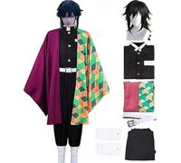 Shein Disfraz de cosplay del uniforme de kimono con peluca del personaje Tokitou Muichirou, conjunto completo para Halloween