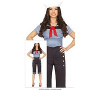 Shein Disfraz de Marinera para Adultos - Atuendo Náutico para Fiestas Temáticas, Disfraz de Mujer con Diseño Clásico en Colores Blancos y Azules, Incluye Pa