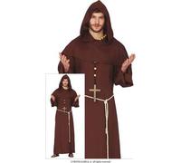 Shein Disfraz de Monje Medieval para Adultos, Disfraz Religioso Completo, Auténtico y Detallado con Túnica Marrón, Capucha, Cruz y Cinturón de Cuerda, Ideal