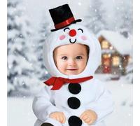 Shein Disfraz de Muñeco de Nieve para Bebés y Niños, Disfraz Completo y Cálido con Gorro de Copa, Bufanda Roja y Botones Blacks, Ideal para Navidad, Fiestas