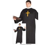 Shein Disfraz de Sacerdote para Niños y Niñas, Disfraz Infantil de Cura con Túnica Negra y Cruz Dorada para Celebraciones, Fiestas Temáticas o Representacio