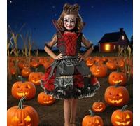 Shein Disfraz de vampiro gótico para niña, falda roja oscura, capa de reina vampiro victoriana, disfraz de reina medieval noble para Halloween (10-12 años)