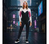 Shein Disfraz Ghost Spider Classic para Adultos, Disfraz Superhéroe Arácnido, Cómodo y Resistente con Diseño Detallado de Spider-Gwen, Ideal para Fiestas de