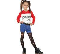 Shein Disfraz Infantil de Chica Peligrosa con Camiseta y Pantalones Rotos para Niñas, Atuendo de Personaje de Ficción Ideal para Fiestas de Disfraces y Carn