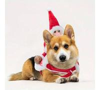Shein Disfraz navideño de Papá Noel de perro de dibujos animados, corbata de punto que se ajusta bien, lavable a máquina, adecuado para perros pequeños y me