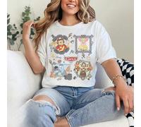 Shein Disney Winnie the Pooh pattern 100% cotton round-neck Camiseta, casual short-sleeved women's Camiseta