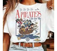 Shein Disney Women's Loose T-Shirt 1PC Licensed "Yo Ho Yo Ho A Pirate's Life For Me Mickey & Friends Pirate Ship"... | Camiseta 100% algodón Disney