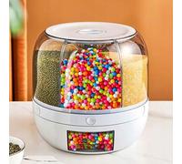 Shein Dispensador de alimentos giratorio de 360°: contenedor de almacenamiento de alimentos secos de 3,5 kg para arroz, granos, cereales, copos y refrigerio