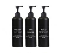 Shein Dispensador de champú para pared de ducha, botella de loción alta de 500 ml en color negro mate (con bomba de plástico negro) con pegatinas para ac