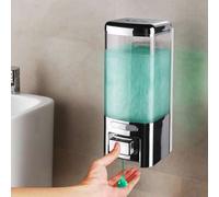 Shein Dispensador de jabón de pared montado en hotel ABS de 500ML con doble cabezal manual sin perforación, botella de gel de ducha para dispensador de jabó