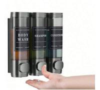 Shein Dispensador de jabón líquido, loción y gel para baño y ducha, montado en la pared, no poroso, transparente marrón con cierre de etiqueta, adecuado par