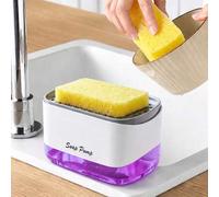 Shein Dispensador de jabón para baño y cocina, dispensador de jabón para platos de cocina, caja de jabón con esponja y soporte para esponja, utensilio de co