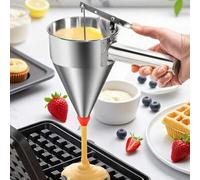 Shein Dispensador de masa para panqueques de acero inoxidable - Dispensador de masa para rosquillas con soporte, boquilla anti-fugas y asa de presión, contr