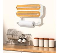 Shein Dispensador de papel de aluminio con cortador Portarrollos de pared 3 en 1 Dispensador magnético de papel de aluminio Portarrollos de papel Dispensado