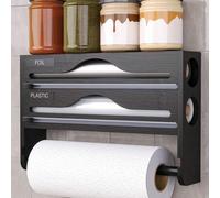 Shein Dispensador de película de plástico de bambú, caja de almacenamiento de cocina de bambú, caja de almacenamiento de papel de aluminio y film transparen