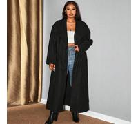 Shein Dollyholly86 Abrigos informales de manga larga de unicolor para mujer de talla grande en otoño/invierno, para figura de reloj de