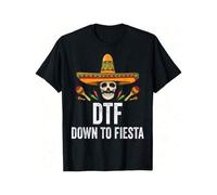Shein Dtf Down To Fiesta Funny Mexican Skull Cinco De Mayo T-ShirtRetro T-Shirt With Cartoon, Anime And Comic Letters Retro Street Fun Summer Fashion T-Shir