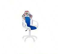 Shein duehome DRW Sticker, Silla Gamer, Silla de Oficina Gaming Estudio o Escritorio, Acabado en Smil Piel Blanco, Azul y Sticker, Medidas: 46, 5 Anchox 46