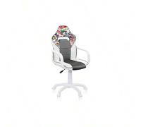 Shein duehome DRW Sticker, Silla Gamer, Silla de Oficina Gaming Estudio o Escritorio, Acabado en Smil Piel Blanco, Azul y Sticker, Medidas: 46, 5 Anchox 46