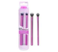 Shein Dueto de pinceles de maquillaje Real Techniques Eye Shade & Blend, para sombra de ojos y delineador, herramientas de maquillaje para dar forma y arreg