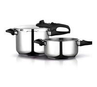 Shein Duo olla a presión super rapida 4 + 6 litros, fabricada en acero inoxidable 18/10, apta para todo tipo de cocinas, incluido INDUCCION, 2 niveles de pr