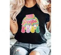 Shein Easter Hello Print T-Shirt, Casual Crew Neck Short Sleeve Comfort Tee Top For Spring & Summer, Women's Clothing Tee For Adult, Men, Women, Teen, Teena
