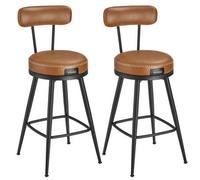 Shein EKHO Colección - Juego de 2 Taburetes de Bar, Sillas Giratorias de Barra con Respaldo, con Costuras, Moderno Siglo Medio, Altura 65 cm/76 cm, Barra Co