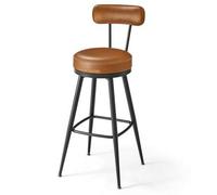 Shein EKHO Colección - Juego de 2 Taburetes de Bar, Sillas Giratorias de Barra con Respaldo, Cuero Sintético con Costuras, Moderno Siglo Medio, Altura 76 cm