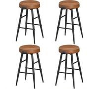Shein EKHO Colección - Juego de 4 Taburetes de Bar, Taburete Cocina, Taburete Desayuno, Cuero Sintético con Costuras, Moderno Siglo Medio, 63 cm Alto, Silla