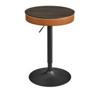 Shein EKHO Colección - Mesa de Bar Regulable en Altura, Mesita con Almacenaje, Piel Sintética con Costuras, Moderno de Siglo Medio, Cocina Barra Casera, Sal