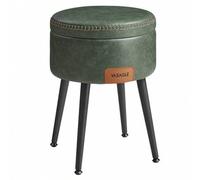 Shein EKHO Colección - Puff Almacenaje, Taburete de Tocador, Piel Sintética con Costura, Moderno Siglo Mediado, Asiento Redondo Almacenaje con Patas de Acer