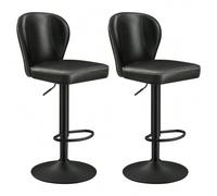 Shein EKHO Colección - Silla de Bar 360° Giratoria, Juego de 2 Sillas Barra Altura Ajustable con Respaldo, con Costuras, Moderno Siglo Medio, Cocina, Fácil