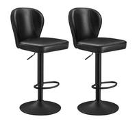 Shein EKHO Colección - Silla de Bar 360° Giratoria, Juego de 2 Sillas Barra Altura Ajustable con Respaldo, con Costuras, Moderno Siglo Medio, Cocina, Fácil