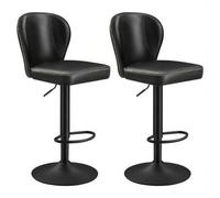 Shein EKHO Colección - Silla de Bar 360° Giratoria, Juego de 2 Sillas Barra Altura Ajustable con Respaldo, con Costuras, Moderno Siglo Medio, Cocina, Fácil