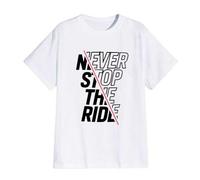 Shein El estampado "NEVER STOP THE RIDE" es una camiseta de verano informal y cómoda de manga corta para hombre hecha de algodón de 190 g/m² con cuello redo