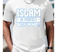 Shein El Islam es perfecto, pero yo no (camiseta), camiseta de cuello redondo para hombre, 220 g/m², para verano, fabricada en puro algodón, manga corta (1