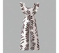 Shein El mono está hecho de un suave beige y está cubierto con patrones de hojas. Los patrones son tan frescos como la primavera, y la visión es brillante y