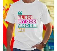 Shein EL ROI MY GOD WHO SEE ME Camiseta Hombre Casual Moda Urbana Algodón Cómoda Juvenil Regalo Original Oferta Especial Diseño Exclusivo Ropa Moderna