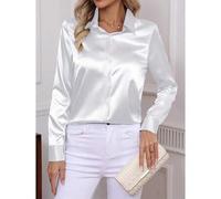 Shein Elegante camisa sólida para mujer, blusa clásica de manga larga y de un solo pecho para el trabajo y el uso diario, nueva llegada 2025