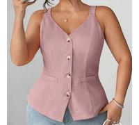 Shein Elegante chaleco sin mangas, se puede usar por capas o solo, top de moda, que ciñe la cintura, adecuado para uso casual, ir al trabajo, tallas grandes