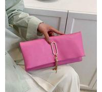 Shein Elegante embrague minimalista de mujer de unicolor en estilo retro francés, con broche ovalado de metal y decoración de borlas, adecuado para ocasione
