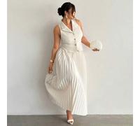 Shein Elegante, refinado, romántico, minimalista, digno, de moda, para ir al trabajo, urbano, elegante Nuevo conjunto de 2 piezas con chaleco ajustado con h