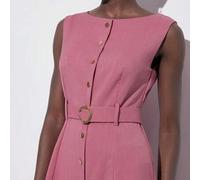 Shein Elegante vestido de fiesta con diseño retro francés, con corte, cintura ceñida, silueta en línea A, hebilla metálica de contraste, mangas abullonadas,