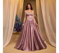 Shein Elegante Vestido de Gala de Princesa Romántico Lujoso de Satén Fruncido Oversized con Cuentas para Boda, Cena de Gala, Fiesta, Noche de Graduación, Fo