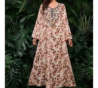 Shein Elegante vestido largo para mujer con mangas acampanadas, volantes con lentejuelas en el frente, estilo árabe, ideal para primavera/verano, vestidos á