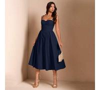 Shein Elegante vestido largo sin mangas con manga abultada para mujer, adecuado para citas diarias, salidas, discotecas, fiestas, temporada de otoño
