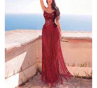 Shein Elegante Vestido Maxi sin Tirantes con Flecos - Diseño de Busto Ajustado, Adecuado para Banquetes, Cenas Formales y Momentos de Alfombra Roja Fiesta d