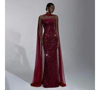 Shein Elegante y lujoso vestido maxi ajustado con cuentas 3D sin tirantes y cuello halter desmontable, adecuado para citas, vacaciones, fiestas de solteros,